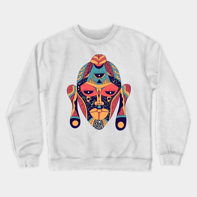 Retro Triad African Mask 7 Crewneck Sweatshirt by kenallouis